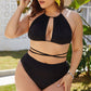 Plus Size Cutout Tied Backless Bikini Set