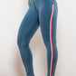 Side Stripe Contrast Buttoned Skinny Jeans