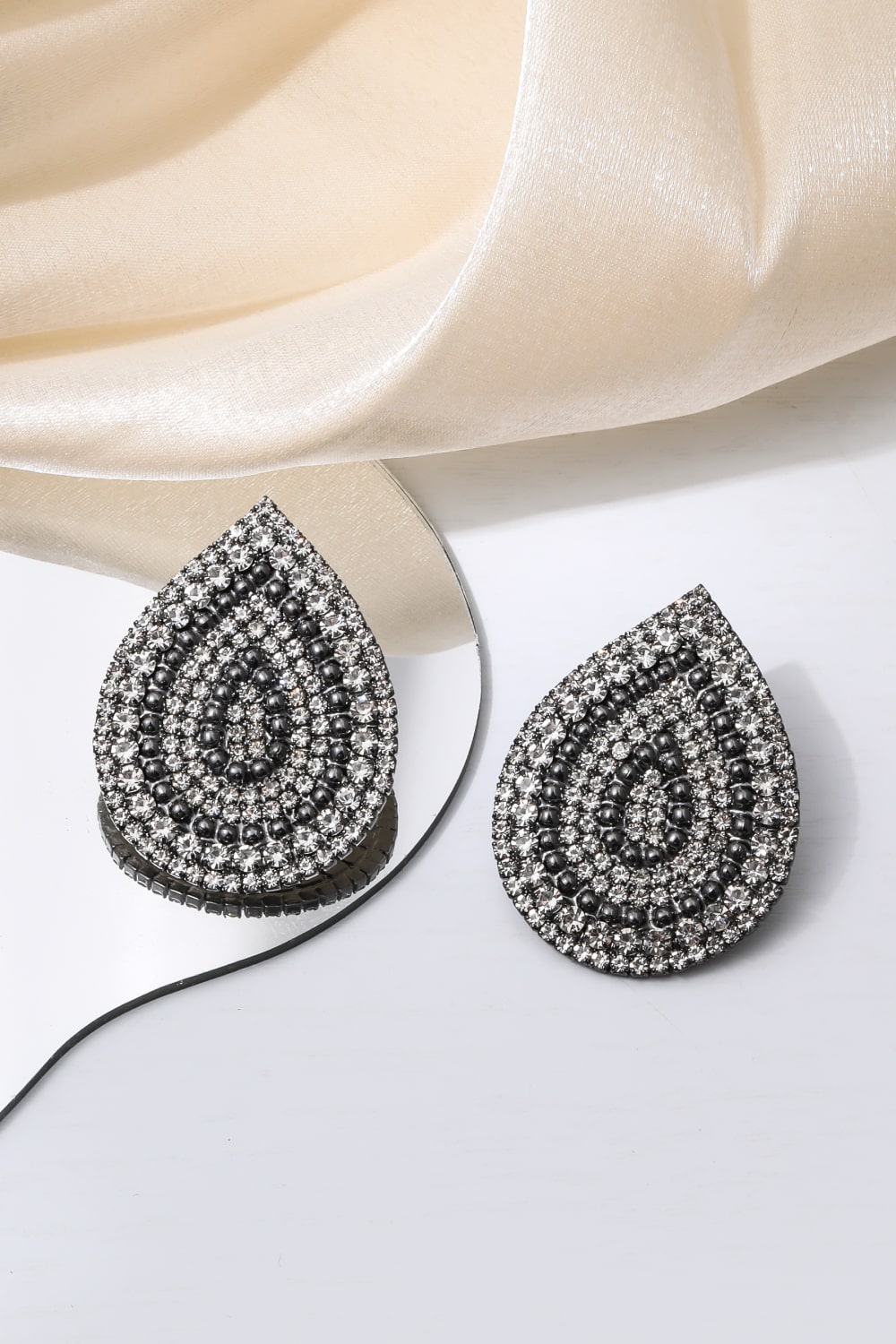 Wonderful Life Inlaid Cubic Zirconia Teardrop Stud Earrings