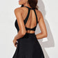 Halter Neck Open Back Swim Dress