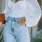 Tied Balloon Sleeve Bodysuit