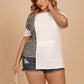 Plus Size Gingham Color Block Asymmetrical T-Shirt