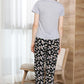 Round Neck T-Shirt and Floral Pants Lounge Set