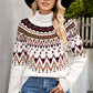 Chevron Turtleneck Ribbed Trim Sweater