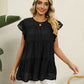 Swiss Dot Round Neck Tiered Blouse