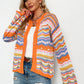 Chevron Stripes Openwork Cardigan