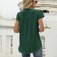 Swiss Dot Notched Neck Short Sleeve Top