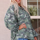 Camouflage Buttoned Dropped Shoulder Hoodie