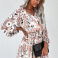 Floral Balloon Sleeve Ruffle Hem Dress
