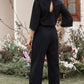 Belted Three-Quarter Sleeve Jumpsuit