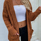 Cable-Knit Open Front Cardigan with Front Pockets