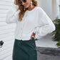 Round Neck Dropped Shoulder Fuzzy Cardigan