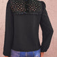 Swiss Dot Lace Trim Long Sleeve Blouse