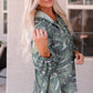Camouflage Buttoned Dropped Shoulder Hoodie
