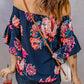 Printed Off-Shoulder Flounce Sleeve Top