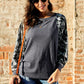 Camouflage Boat Neck Raglan Sleeve Top