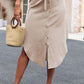 Tie Belt Frill Trim Buttoned Skirt