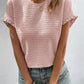 Textured Round Neck Short Sleeve Top