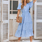 Printed Flutter Sleeve Tiered Dress