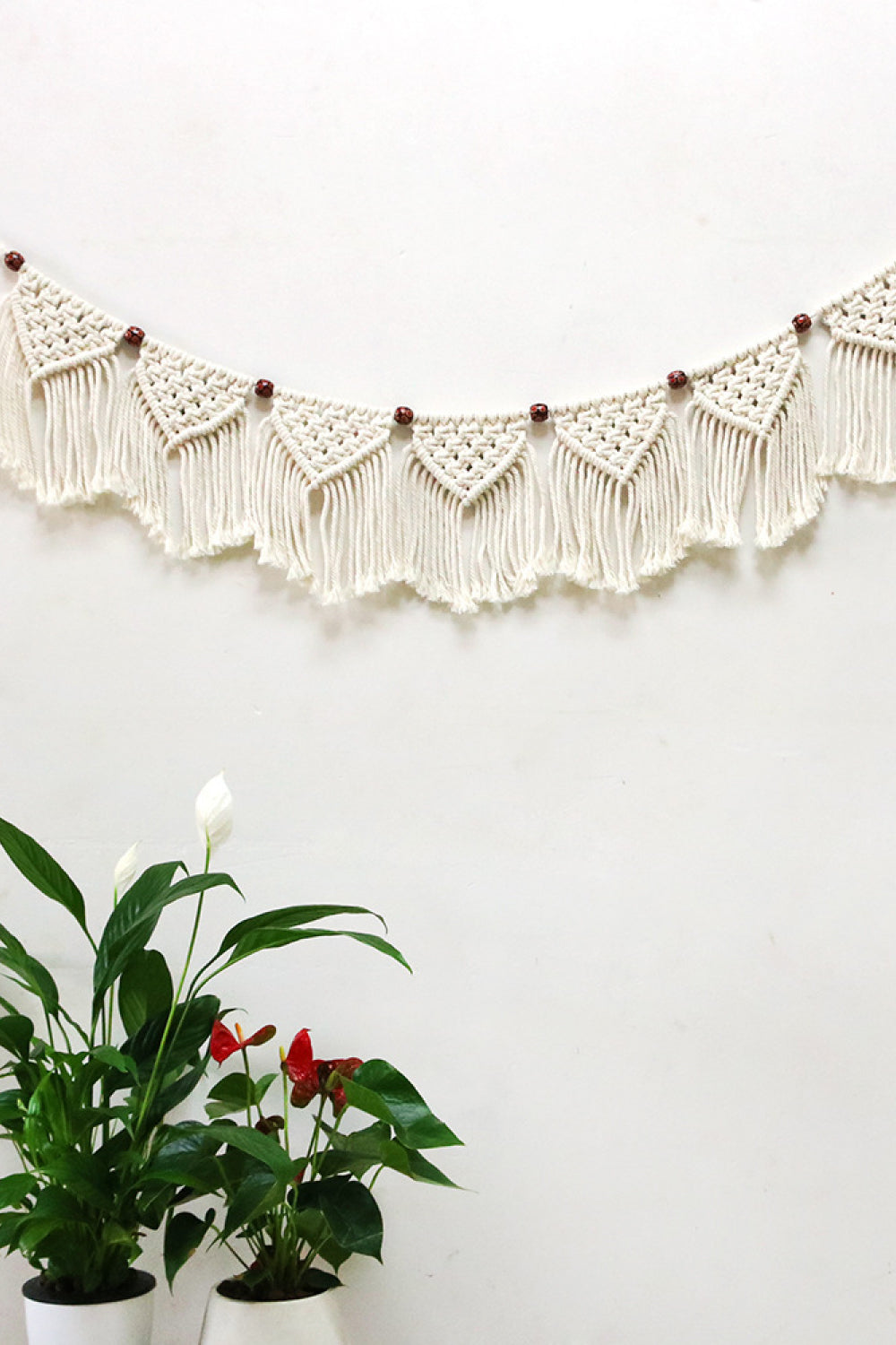 Bead Trim Macrame Fringe Wall Hanging