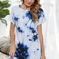 Tie-Dye Round Neck Tee Dress with Pockets