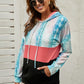Snake Print Color Block Drawstring Detail Hoodie