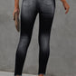 Button Fly Hem Detail Ankle-Length Skinny Jeans