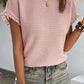 Textured Round Neck Short Sleeve Top