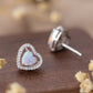 925 Sterling Silver Opal Heart Stud Earrings