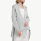 One-Button Tassel Tie Asymmetrical Hem Cardigan