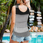 Striped Openwork V-Neck Knit Tank