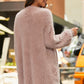 Open Front Fuzzy Cardigan with Pockets