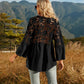 Spliced Lace Buttoned Blouse