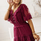 Swiss Dot Buttoned Smocked Waist Dress