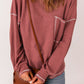 Contrast Stitching Waffle Knit Top