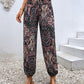 Paisley Print Smocked High-Waist Pants