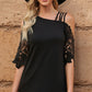 Spliced Lace Asymmetrical Neck Blouse