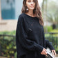 Openwork Boat Neck Sweater with Scalloped Hem