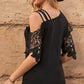 Spliced Lace Asymmetrical Neck Blouse