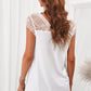 Scalloped Spliced Lace V-Neck Top