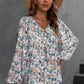 Floral Tie-Neck Long Balloon Sleeve Blouse