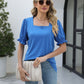 Square Neck Flounce Sleeve Top