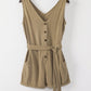 Tie-Waist Buttoned Plunge Sleeveless Romper