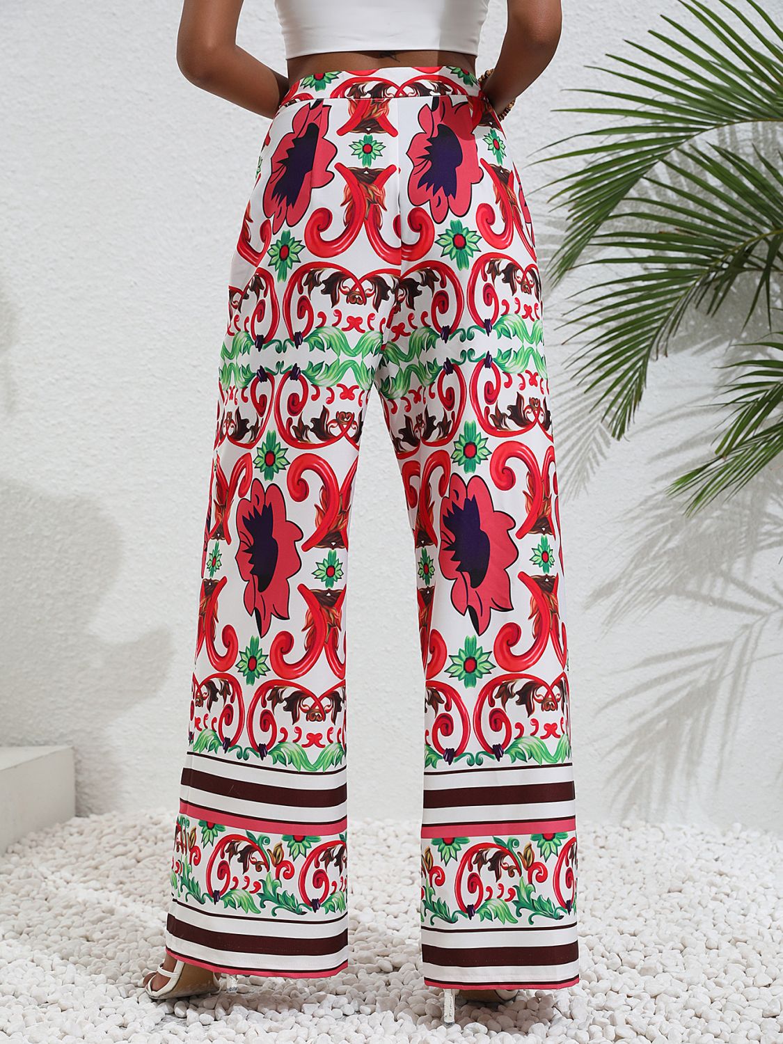 Printed High-Rise Wide Leg Pants