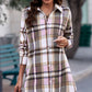 Plaid Button-Up Longline Shirt Jacket
