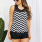 Full Size Chevron Print Ruched Tankini Set