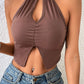 Crisscross Tie Back Slit Sleeveless Top