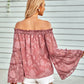 Applique Flounce Sleeve Off-Shoulder Blouse
