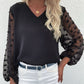 Swiss Dot Sleeve V-Neck Top