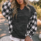 Plaid Notched Neck Top